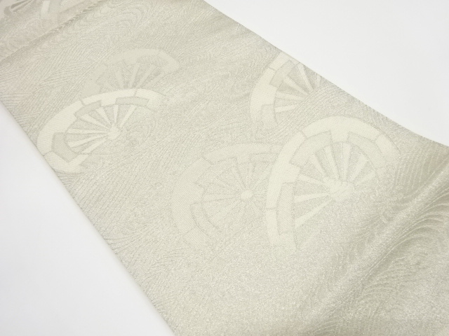 アンティーク　波車模様織り出し全通袋帯（着用可）